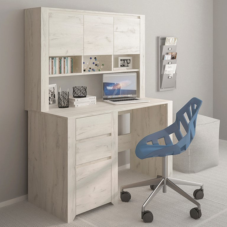 Angel Top Unit for Desk in White Craft Oak