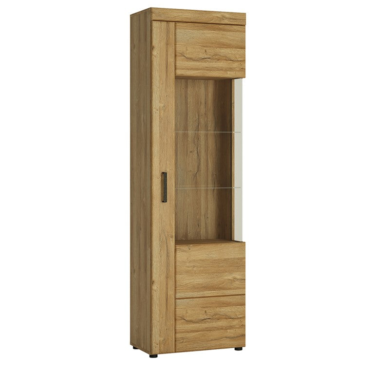 Cortina Tall glazed display cabinet (RH) in Grandson Oak