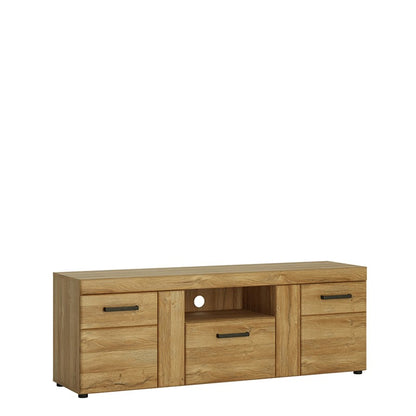 Cortina 2 door 1 drawer tall TV cabinet in Grandson Oak