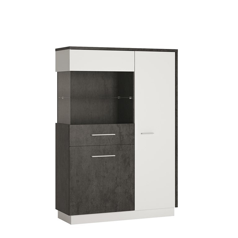 Zingaro Low display cabinet (LH) in Grey and White