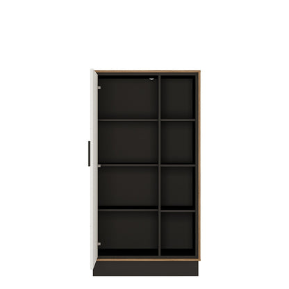 Furniture To Go, Brolo Wide 1 door bookcase in Walnut and White.