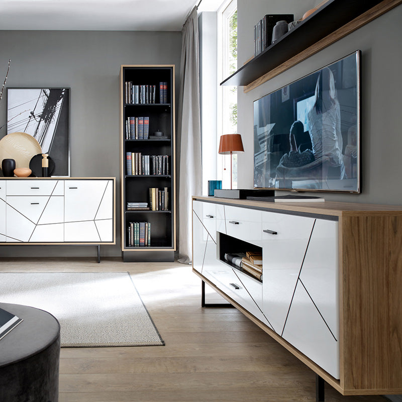 Furniture To Go, Brolo 2 door 2 drawer TV unit in Walnut and White.