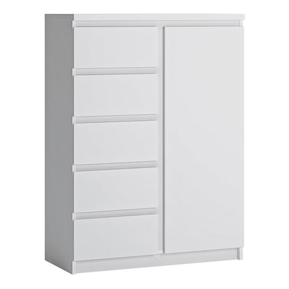 Furniture To Go, Fribo, 1 door 5 drawer cabinet in White.