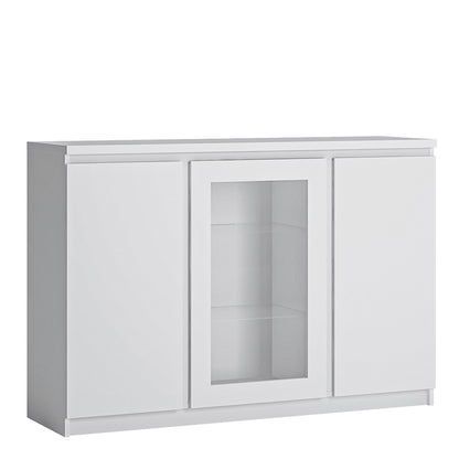 Furniture To Go, Fribo, 3 door sideboard (Glazed centre) in White.