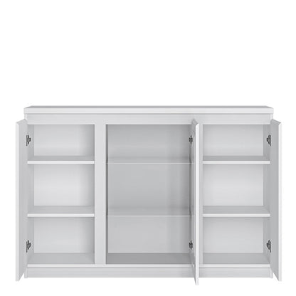 Furniture To Go, Fribo, 3 door sideboard (Glazed centre) in White.