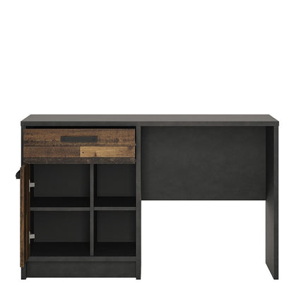 Brooklyn Desk with 1 Door and 1 Drawer in Walnut and Dark Matera Grey