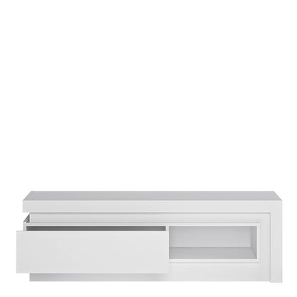 Lyon 1 drawer TV cabinet with Open Shelf in White and High Gloss