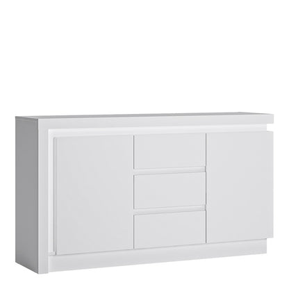 Lyon 2 Door 3 Drawer Sideboard (including LED lighting) in White and High Gloss