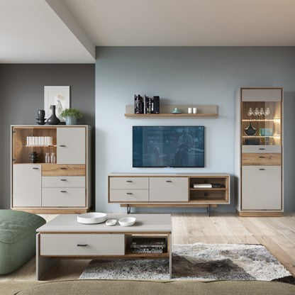 Rivero 1 Door 2 Drawer TV Unit in Grey and Oak