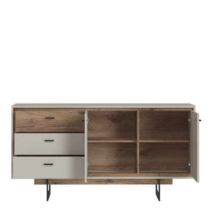 Rivero 2 Door 3 Drawer Sideboard  in Grey and Oak