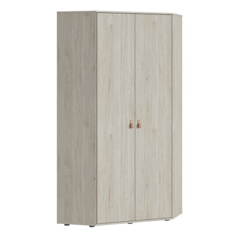 Denim 2 Door Corner Wardrobe in Light Walnut