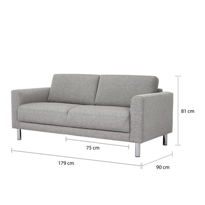 Cleveland 2 Seater Sofa Nova Light Grey chrome feet