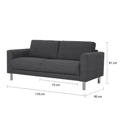 Cleveland 2 Seater Sofa Nova Light Grey chrome feet