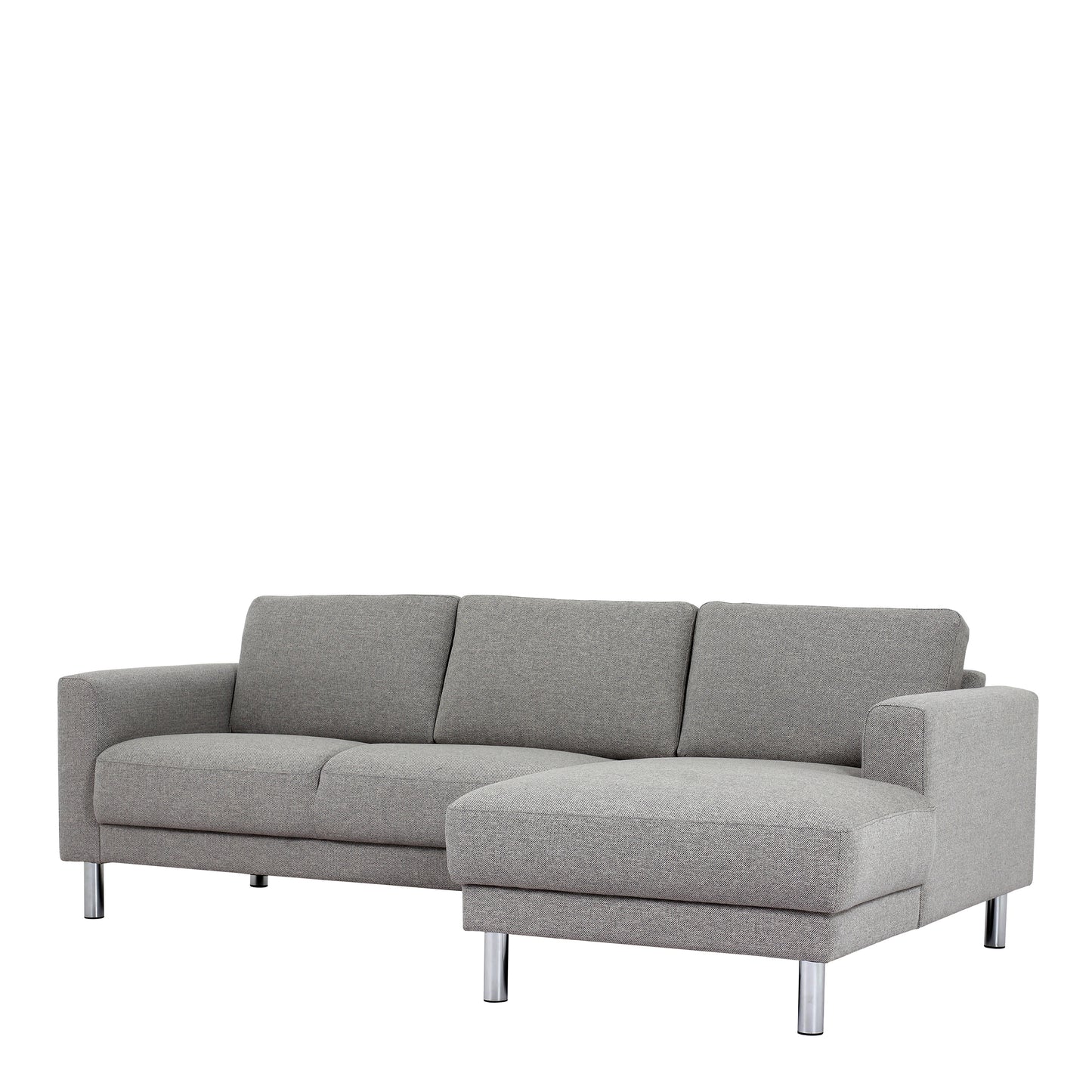 Cleveland Chaiselongue Sofa (RH) in Nova Light Grey Chrome Feet