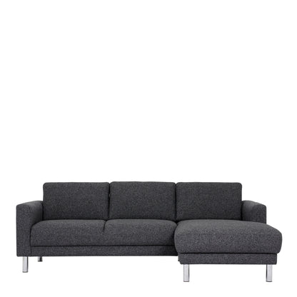 Cleveland Chaiselongue Sofa (RH) in Nova Light Grey Chrome Feet