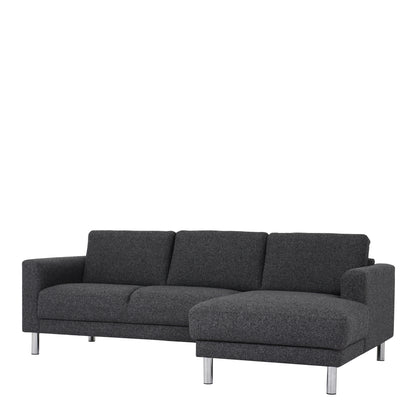 Cleveland Chaiselongue Sofa (RH) in Nova Light Grey Chrome Feet