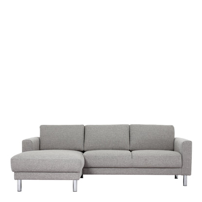 Cleveland Chaiselongue Sofa (RH) in Nova Light Grey Chrome Feet