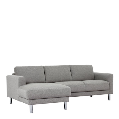 Cleveland Chaiselongue Sofa (RH) in Nova Light Grey Chrome Feet