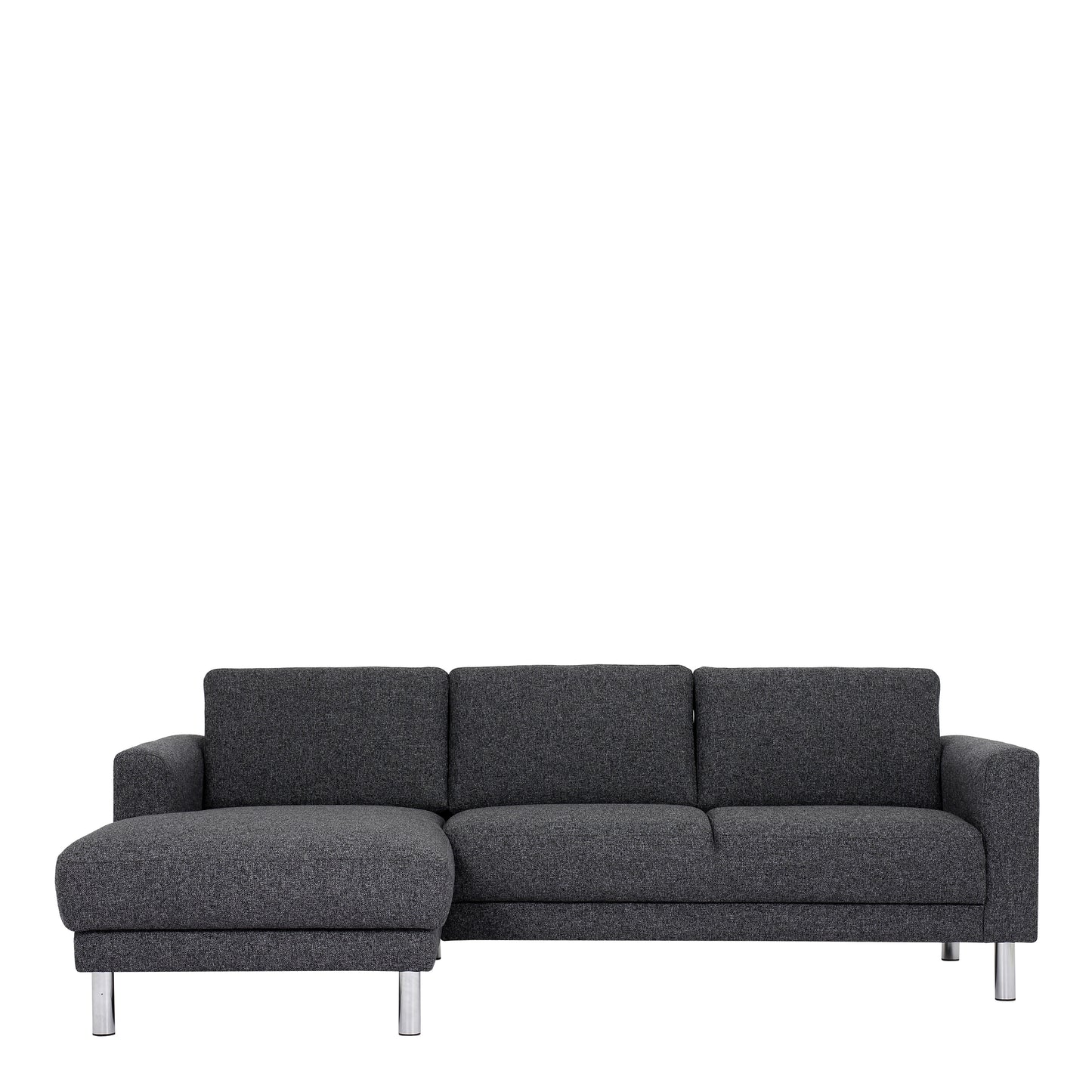 Cleveland Chaiselongue Sofa (RH) in Nova Light Grey Chrome Feet