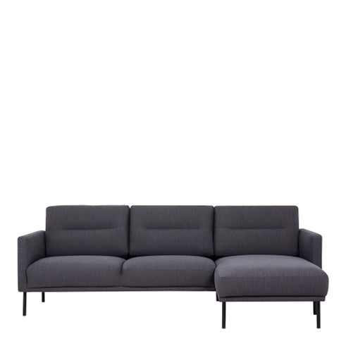 Larvik Chaiselongue Sofa (RH) - Anthracite , Black Legs