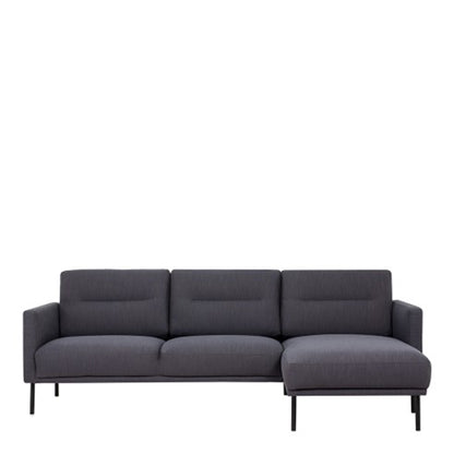 Larvik Chaiselongue Sofa (RH) - Anthracite , Black Legs