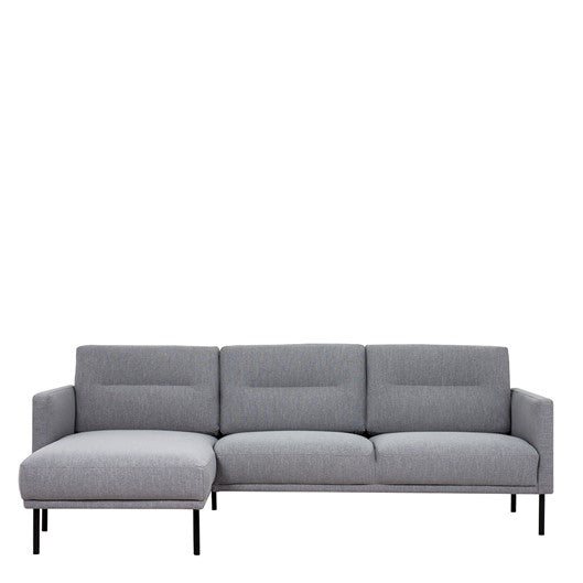 Larvik Chaiselongue Sofa (RH) - Grey, Black Legs