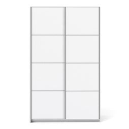 Verona Sliding Wardrobe 120cm in White with White Doors with 2 Shelves