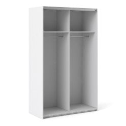 Verona Sliding Wardrobe 120cm in White with White Doors with 2 Shelves