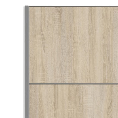 Verona Sliding Wardrobe 120cm in White with Oak Doors with 2 Shelves