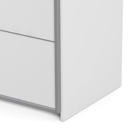 Verona Sliding Wardrobe 120cm in White with White Doors with 5 Shelves