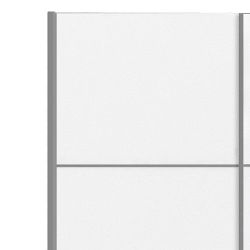 Verona Sliding Wardrobe 120cm in White with White Doors with 5 Shelves