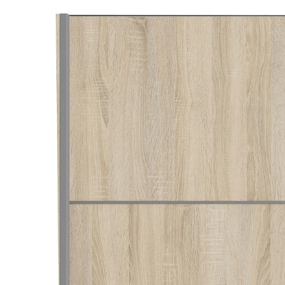 Verona Sliding Wardrobe 120cm in Oak with Oak Doors with 2 Shelves