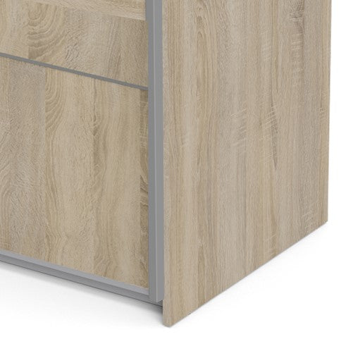 Verona Sliding Wardrobe 120cm in Oak with Oak Doors with 2 Shelves