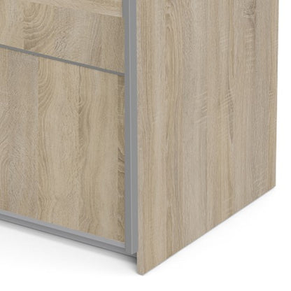 Verona Sliding Wardrobe 120cm in Oak with Oak Doors with 2 Shelves