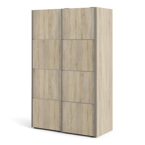 Verona Sliding Wardrobe 120cm in Oak with Oak Doors with 2 Shelves