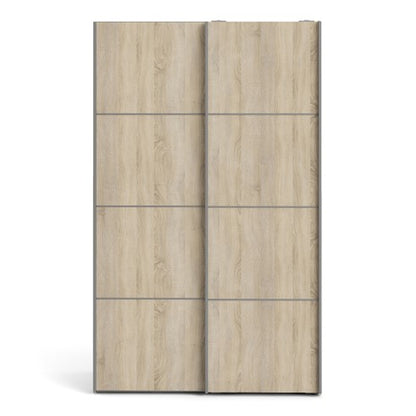 Verona Sliding Wardrobe 120cm in Oak with Oak Doors with 5 Shelves