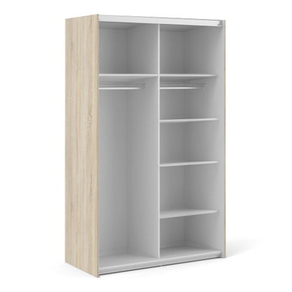 Verona Sliding Wardrobe 120cm in Oak with Oak Doors with 5 Shelves