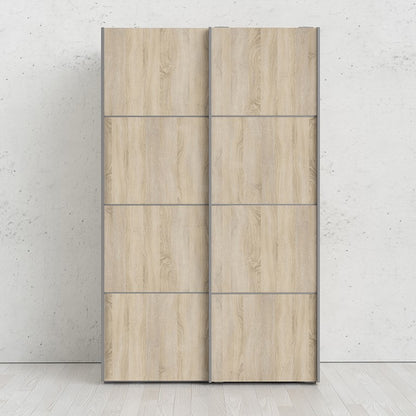 Verona Sliding Wardrobe 120cm in Black Matt with Oak Doors with 2 Shelves