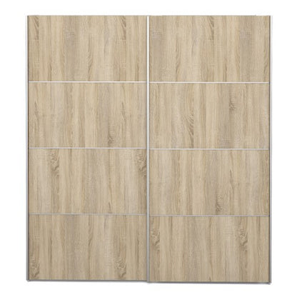 Verona Sliding Wardrobe 180cm in White with Oak Doors with 2 Shelves