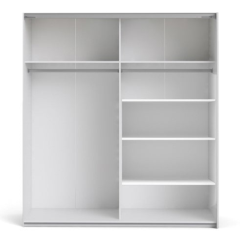 Verona Sliding Wardrobe 180cm in White with White and Oak doors with 5 Shelves