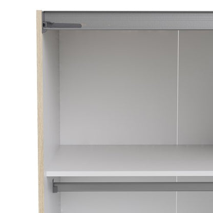 Verona Sliding Wardrobe 180cm in Oak with Mirror Doors with 2 Shelves