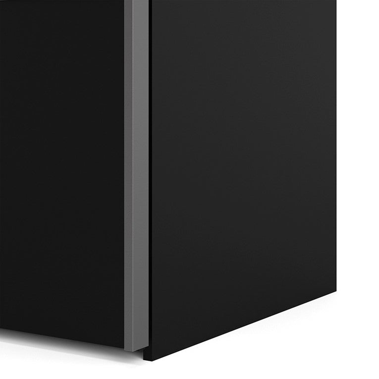 Verona Sliding Wardrobe 180cm in Black Matt with Black Matt Doors with 2 Shelves