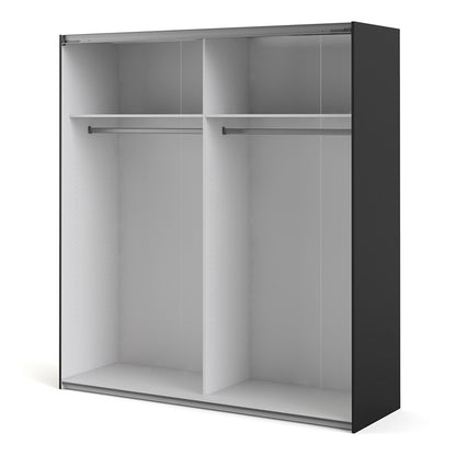 Verona Sliding Wardrobe 180cm in Black Matt with Black Matt Doors with 2 Shelves