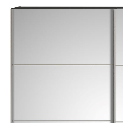 Verona Sliding Wardrobe 180cm in Black Matt with Mirror Doors with 5 Shelves