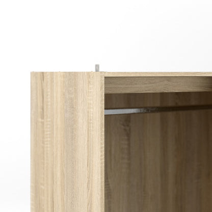 Wardrobe - 3 Doors 6 Drawers in Oak with White High Gloss