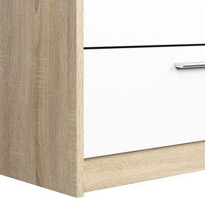 Wardrobe - 2 Doors 4 Drawers in Oak with White High Gloss