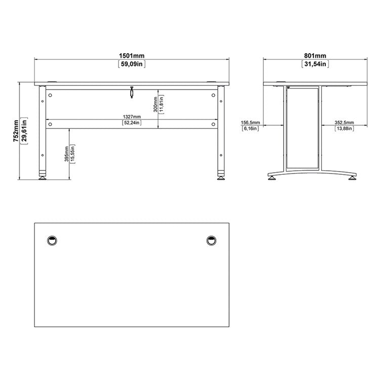 Prima Desk 150 cm in White with White legs