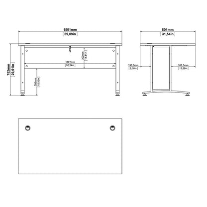 Prima Desk 150 cm in White with White legs