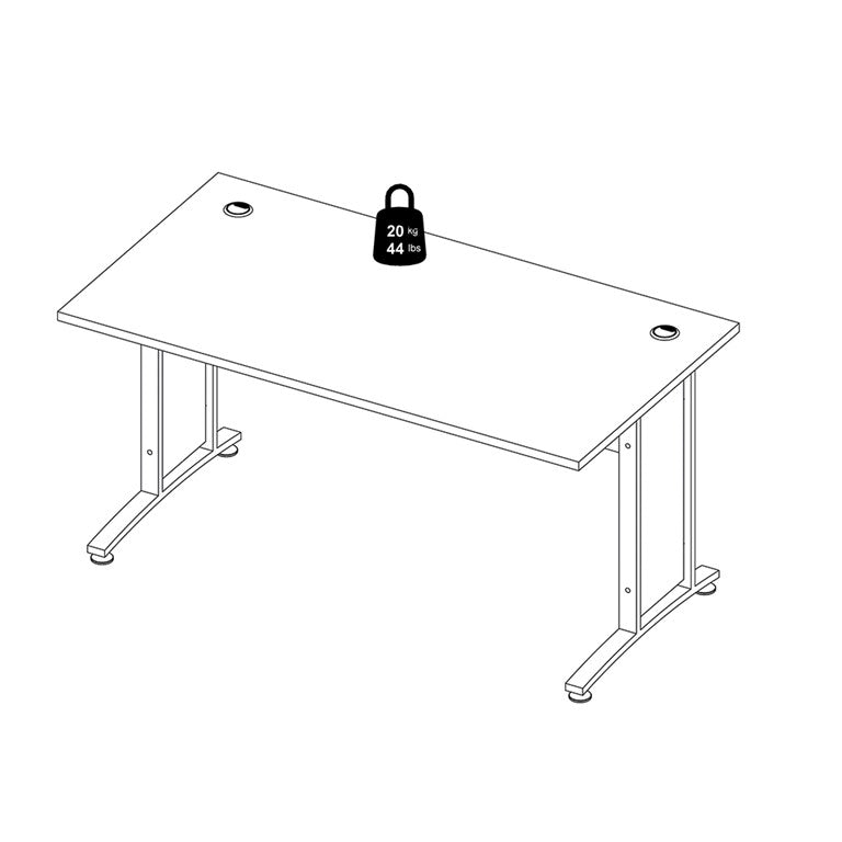 Prima Desk 150 cm in Black woodgrain with White legs