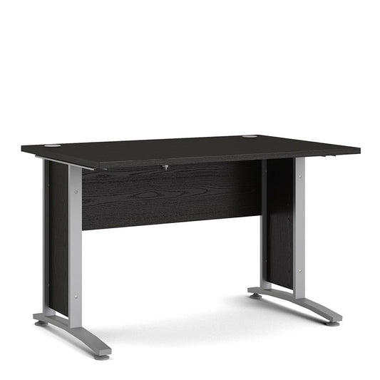 Prima Desk 120 cm in Black woodgrain with Silver grey steel legs